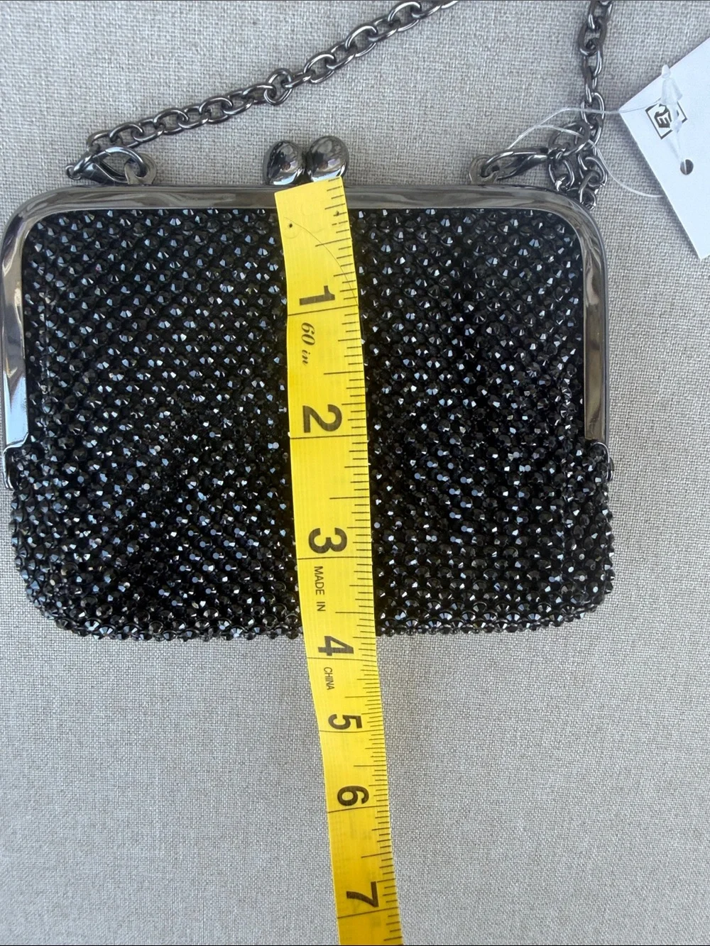 INC black Beaded Chain mini clutch purse NEW